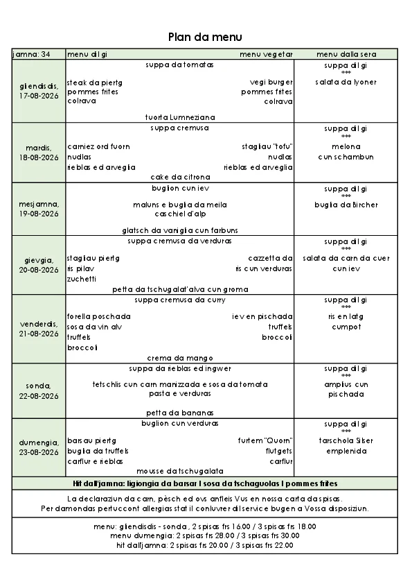 Menu da 17.8 a 23.8